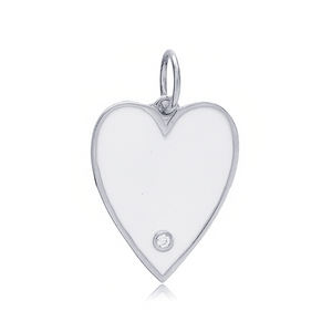 Breloque en pierre de Zircon en émail blanc, Design cœur, nouvelle tendance, bijoux romantiques turcs en argent Sterling 925 faits à la main - Product Image 4