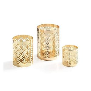 Bougeoir de trois tailles différentes en métal couleur or bougeoir pour mariage et décoration de la maison - Product Image 1