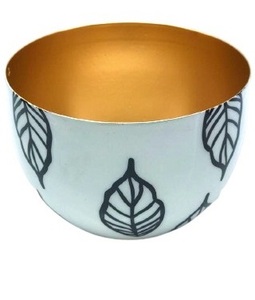 Bol à bonbons en métal plaqué or, pour extérieur, Design de feuille noire, bol de service en fer de haute qualité - Product Image 3