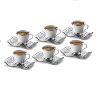 Luxe or argent turc grec bohème marocain tasse à café ensemble pour six personnes arabe tasses à café fabriquées en turquie pour cadeau