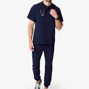 Blouses médicales imperméables noires pour hommes, uniforme médical de qualité supérieure, uniforme médical givré à la mode, vente en gros