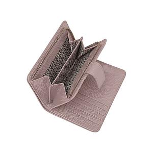 Ladies Light for Pink Genuine <b>Leather</b> Wallet Short Length with RFID Feature 2 Side Holder and Button Lock - Product Image 1