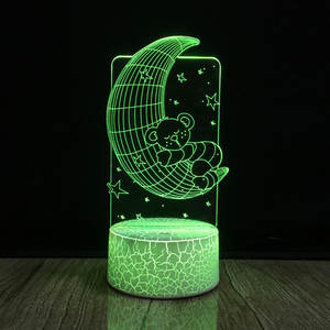Lámpara de escritorio con USB, luz LED 3D, Luna, oso, ilusión óptica, cambio de 7 colores - Product Image 1