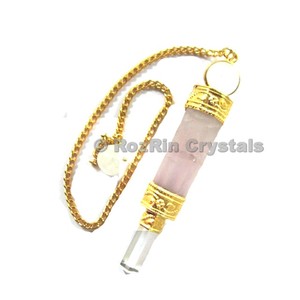 Péndulo de 3 piezas de cuarzo rosa con cadena a la venta | Péndulo de 3 piezas de cuarzo rosa con cadena en línea - Product Image 2