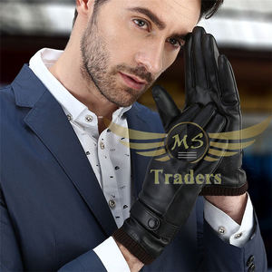 Hiver hommes peau de cerf cuir homme chaud doux couture conception hommes mitaines gants intérieur laine doublure logo personnalisé de haute qualité - Product Image 5