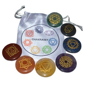 Conjunto de discos de Chakra grabados, caja con símbolo de Color, disco de chacra grabado, a la venta - Product Image 1