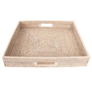 New Durable Woven Square Rattan Basket Tray/ Serving Tray/ Storage Basket Tray Made in Vietnam