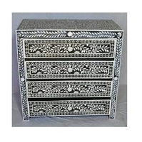 Plateau de rangement, 3 tiroirs, incrustation d'os de poitrine, motif Floral, de très bonne qualité, armoires, casier de rangement