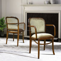 Fauteuil THONET HOFFMAN en bois massif pour la maison, chaise de salle à manger rembourrée en velours écrasé