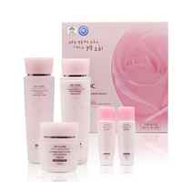 Ensemble de soins de la peau hydratant intense à l'effet floral 3W CLINIC Corée, soin du visage nourrissant à l'acide hyaluronique, exfoliant