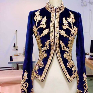 DABKA-Chaqueta de terciopelo azul con elegante bordado, chaqueta de terciopelo con cuentas de cristal y piedra de vidrio para trabajar en el vestido, 2022 - Product Image 1