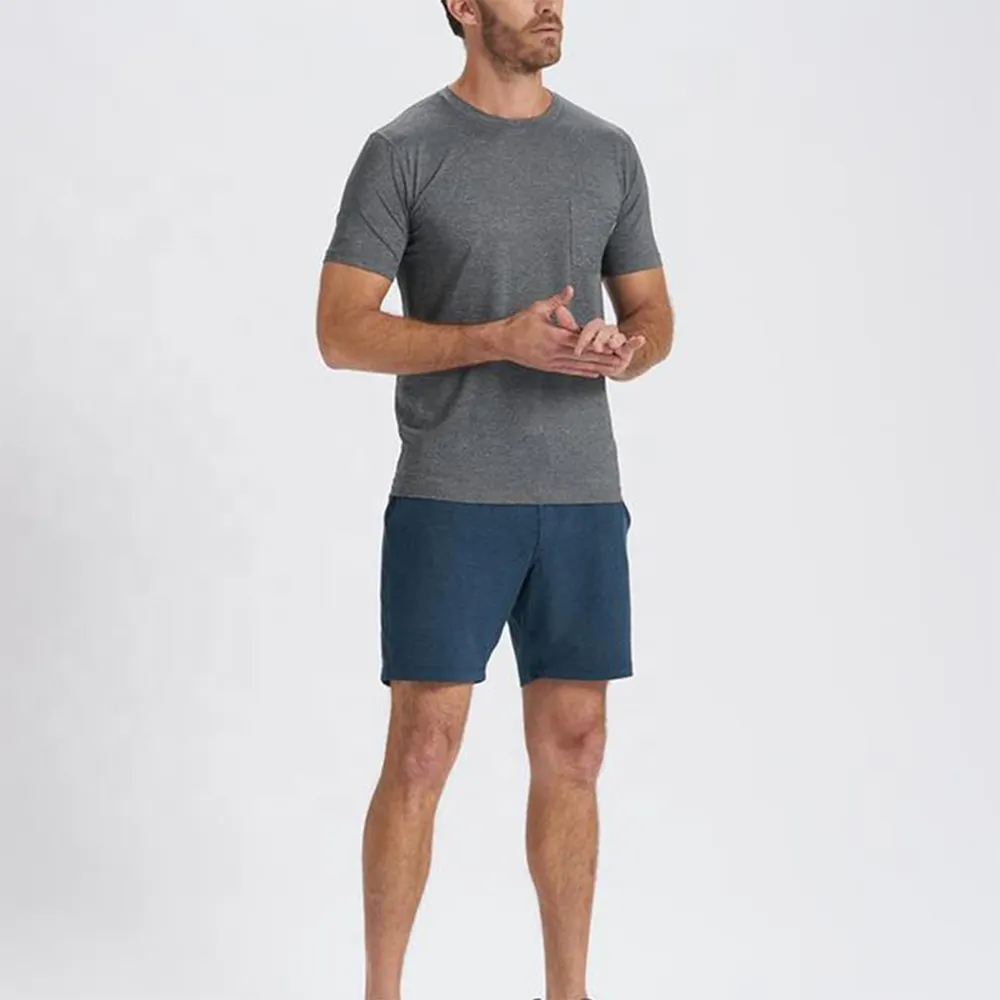 Özel Logo yaz günlük T-Shirt ve şort takımı pamuk koşu kontrast renk kombinasyonu erkekler kısa setleri