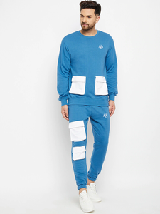 Conjunto Deportivo Huzaifa para Hombre, Corte Regular, Azul Cielo y Blanco, Poliéster/Algodón, Felpa, Elástico en 4 Direcciones, Transpirable, Cómodo para Invierno - Product Image 2