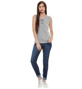 Camiseta recortada OEM para mujer, camiseta sin mangas, ropa de calle sin costuras, camiseta sin mangas informal elástica para mujer - Product Image 4