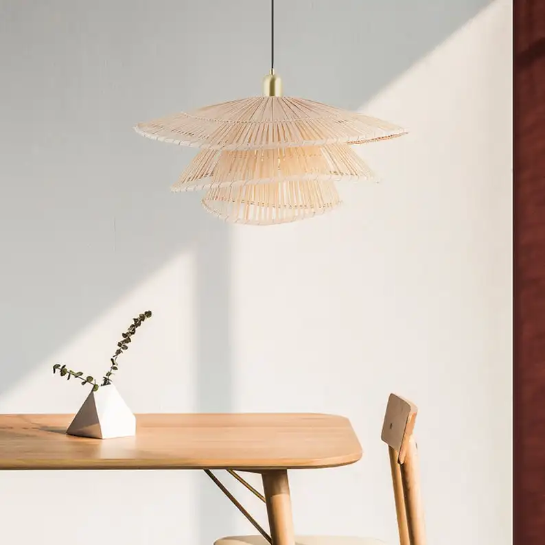 Tutta la vendita Arturest casa mantello di bambù lampada a sospensione, Boho lampada cestino mobili luce giapponese