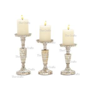 ชุดเชิงเทียนโลหะและแม่มุกมีสามขนาดที่แตกต่างกันสำหรับใช้ในบ้านและโรงแรม - Product Image 1