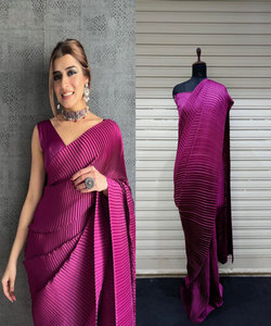 ชุดผ้าส่าหรีผ้าไหม georgette ดีไซน์ใหม่เสื้อเบลาส์แบบไม่มีตะเข็บเสื้อผ้าแนวชนเผ่า - Product Image 1