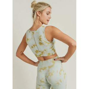 เสื้อชั้นในเล่นกีฬา,แบบไร้รอยต่อมัดย้อมมีรูสีเขียว - Product Image 3