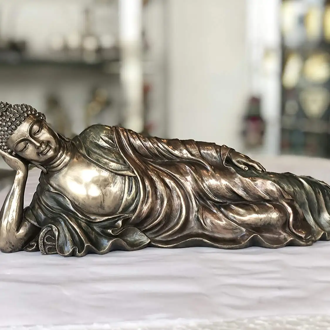 Slapen Boeddha Idool Tibetaanse Sakhyamuni Bhuddhism Huis & Tuin Decoratieve Standbeeld Boeddhistische Sculptuur In Premium Koud Gegoten Brons