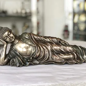 Schlafender Buddha Idol Tibetan Sakhyamuni Bhuddhism Haus & Garten Dekorative Statue Buddhistische Skulptur in Premium Cold Cast Bronze