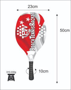 Raquettes de tennis de plage sur mesure, face de 20 mm, poids de 310-330 g, longueur de 50 cm, poignée en fibre de carbone et filet en fibre de verre carbone - Product Image 2