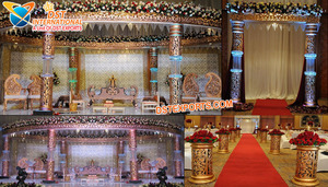 Pilares de botella imperiales de cristal para boda, Mandap DE BODA elegante, de cristal de platino - Product Image 6