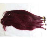 Extensions de cheveux vierges vietnamiens Remy bruts, couleur rouge foncé, pointe nano pré-collée, lisses et soyeux, ondulés, Super Star BTHAIR 100g