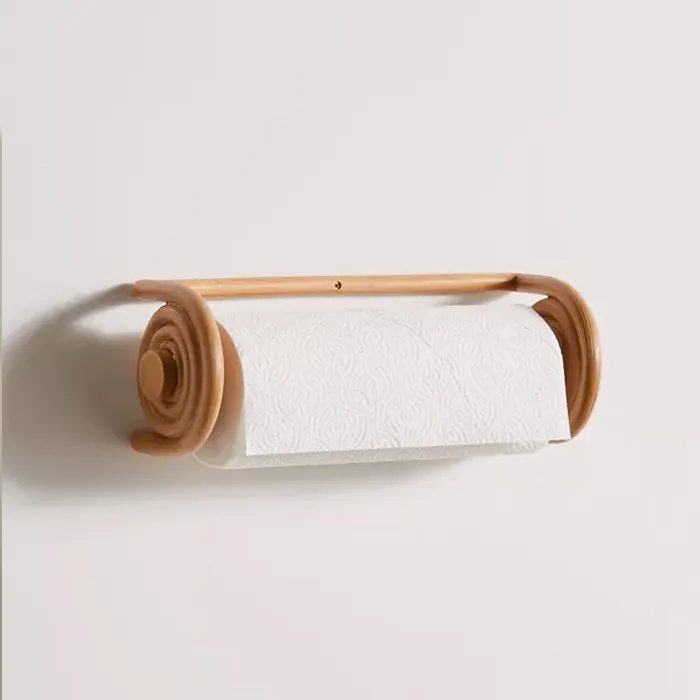 Rattan rulo kağıt havlu tutucu Rattan duvar kağıt havlu tutacağı banyo aksesuarları için