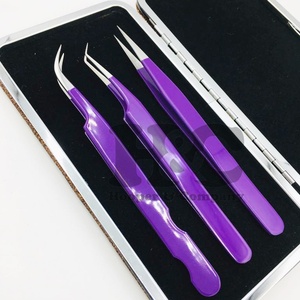 แหนบถอนขนตาปลอมโลโก้ตามสั่งอุปกรณ์สแตนเลสสำหรับการต่อขนตาบรรจุภัณฑ์แบบพรีเมียม - Product Image 2