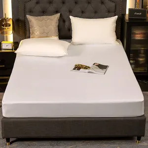 Lençol de cama personalizado marfim, conjunto de 100% folhas de seda em tamanho queen, cama e seda