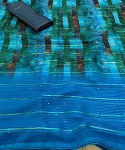 Sarees Party Wear Mariage Soie Banarasi Nouveau Designer Sari avec Blouse non cousue Pièce Indienne Femme Prix le plus bas par Vêtements Apparelgarment - Product Image 3