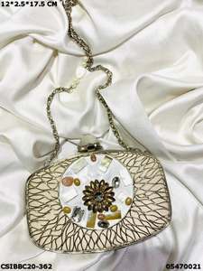 Handmade Designer Brass MOP <b>Clutches</b> for Ladies Exclusive Evening <b>Wedding</b> Mother of Pearl <b>Clutch</b> <b>Bag</b> - Product Image 6