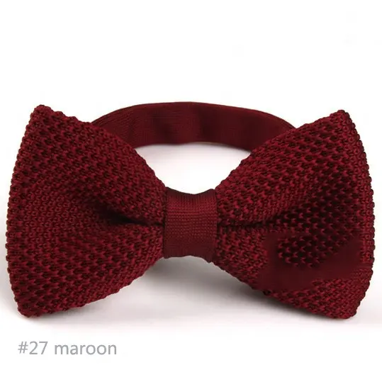 Knitted Mens Bow Tie Men Leisure Bilayer Bow Ties for Men Wedding Party Maroon Burgundy Butterfly Bowtie