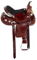 Ensemble de sellerie de selle de cheval western de course de barils en cuir véritable de qualité supérieure, avec quincaillerie en acier inoxydable, taille de siège 14-18 pouces, plusieurs couleurs
