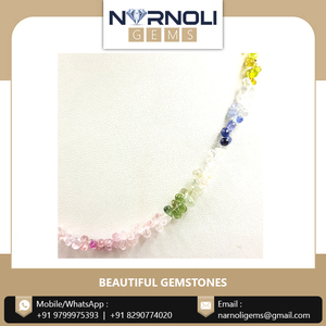 Chaînes de perles facettées en saphir multicolores de forme goutte d'eau Briolette, corindon naturel arc-en-ciel pour lustres et bijoux de luxe - Product Image 3