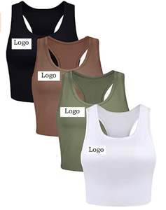 Wholesale Hot Selling Cheap Stock Lots Basic Crop Tank <b>Tops</b> Sleeveless Racerback Sport <b>Top</b> for Women Sourcing From Bangladesh - Product Image 2
