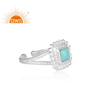 Anillo de Plata de Ley 925 con gema turquesa, joyería hecha a mano - Product Image 3
