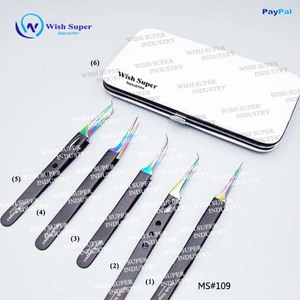 Pince à épiler Wish Super Industry en acier inoxydable de précision, antistatique, durable, pointe lisse/dentelée, 5 couleurs pour cils - Product Image 6