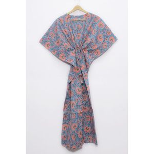 ชุดเดรสคาฟตานผ้าฝ้ายแบบยาวสำหรับผู้หญิง,เสื้อคลุมชายหาดสำหรับวันหยุดชุดเดรสผ้าฝ้ายแบบจีนผ้าฝ้ายแบบอินเดียสำหรับฤดูร้อน - Product Image 1