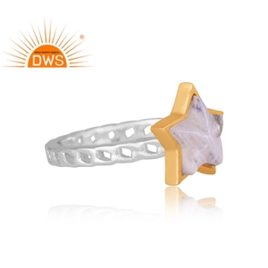 Bague empilable unisexe en argent sterling 2026 de haute qualité avec pierre de lune arc-en-ciel naturelle et motif étoile pour fabricant de bijoux - Product Image 3
