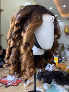 Colored Bouncy Double Drawn Vietnamese Remy Human Hair Single Weft Transparent Closure <b>Front</b> <b>Wigs</b> - Product Image 3