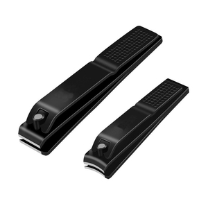 Cortador de uñas de hoja plana de acero inoxidable, cortaúñas negras con logotipo personalizado impreso, precio bajo, venta al por mayor - Product Image 1