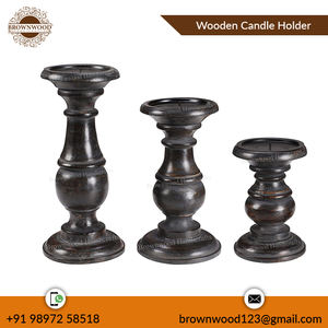 Juego de portavelas de madera de Color negro hecho a mano de 3 nuevo diseño Pilar de vela votiva de calidad superior exportador mayorista indio - Product Image 4