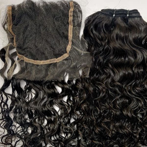 Paquets de trame de cheveux humains Remy vierges à cuticule alignée 4X4 5X5 avec fermeture en dentelle complète personnalisés - Product Image 2