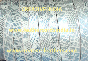Vintage Deco Leather Bracelet <b>Cords</b> 2mm 10mm Metallic Blue Flat Textures Jewelry Findings <b>for</b> Jewelry Making - Product Image 5