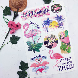 Papel Adhesivo Decorativo Hecho a Mano con Purpurina, Diseños Temporales Impresos Digitalmente de Flamencos Tropicales, Unicornios, Sirenas y Piñas - Product Image 3