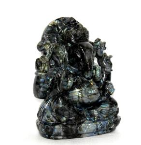 ร้อนขาย2022ซื้อ Ganesha ประติมากรรมลาบราดอไรต์มือแกะสลักรูปปั้น Piedras Naturales คริสตัลบำบัดหิน - Product Image 3