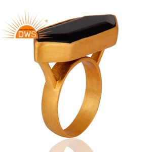 แหวนดีไซน์รูปทรงหกเหลี่ยมประดับพลอยออนิกซ์สีดำธรรมชาติ รุ่นล่าสุดปี 2026 สำหรับผู้ผลิตเครื่องประดับแฟชั่นแบบสั่งทำ - Product Image 2