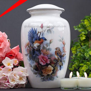 Urnes en céramique les plus belles avec un motif floral imprimé, urnes pour les cendres humaines, urnes de crémation pour adultes - Product Image 2