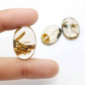 Étoile Rutile dorée naturelle et Cabochon hématite forme ovale pierres précieuses rares prix de gros - Product Image 4